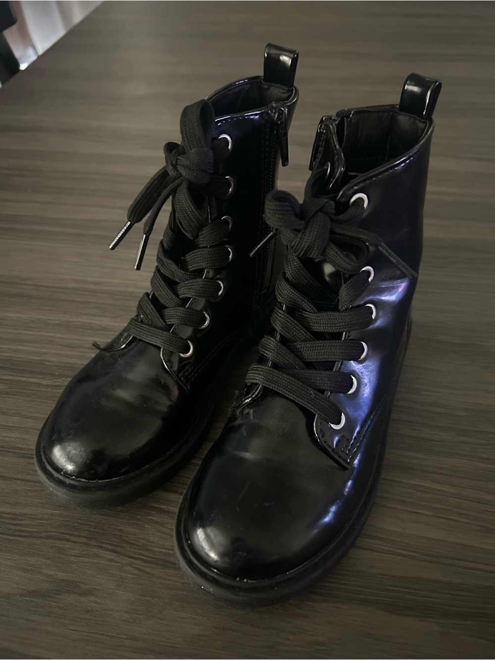 Black kids Lace-Up Combat Boots